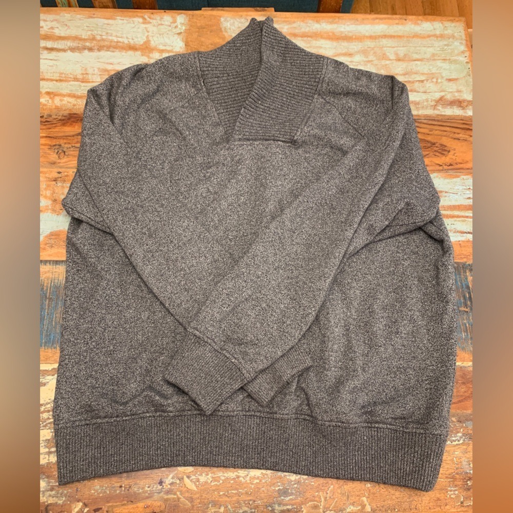 Nordstrom Men's Shop Shawl Collar‎ Pullover Sweatshirt Heather Charcoal Grey XL